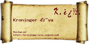 Kroninger Éva névjegykártya